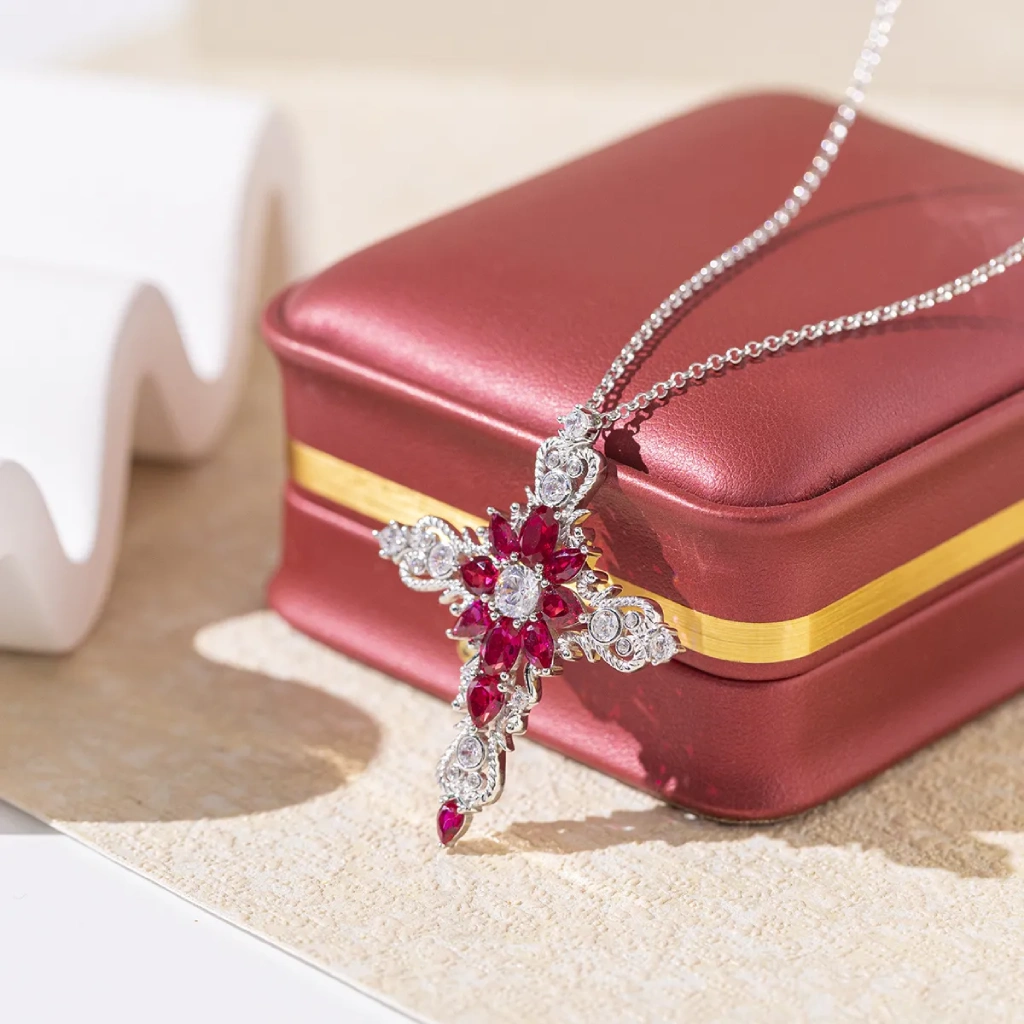 Pendentif croix pierre précieuse – Image 5