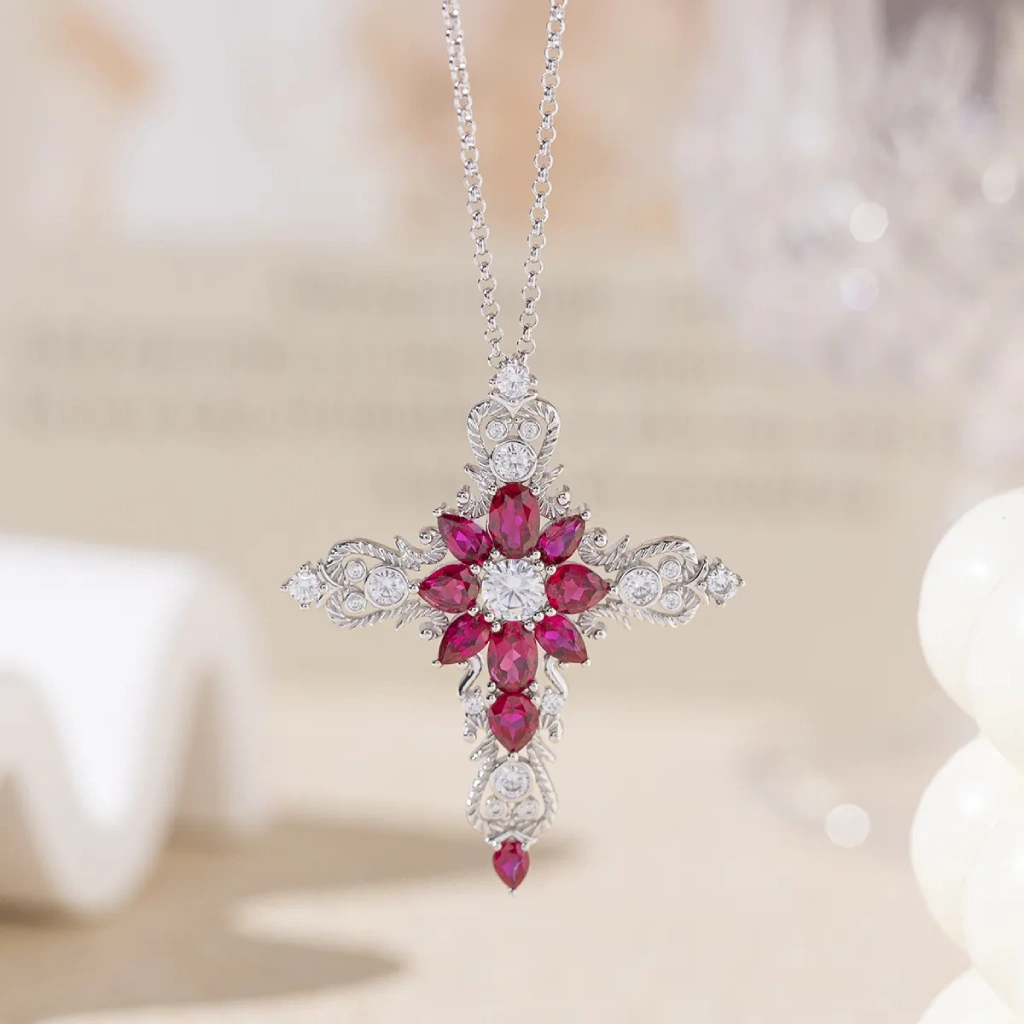 Pendentif croix pierre précieuse – Image 4