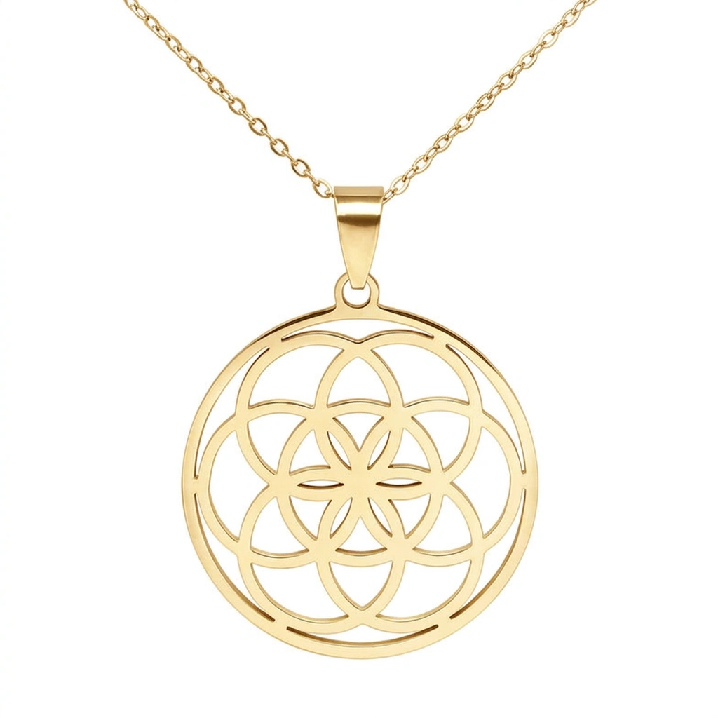 Pendentif fleur de vie anneaux