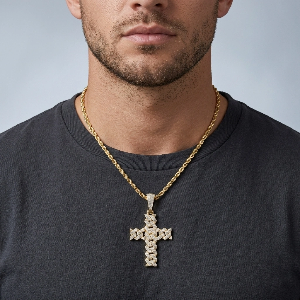 Pendentif croix homme luxe – Image 6
