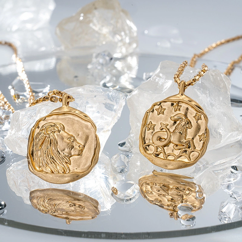 Medaille signe astrologique duo lion capricorne