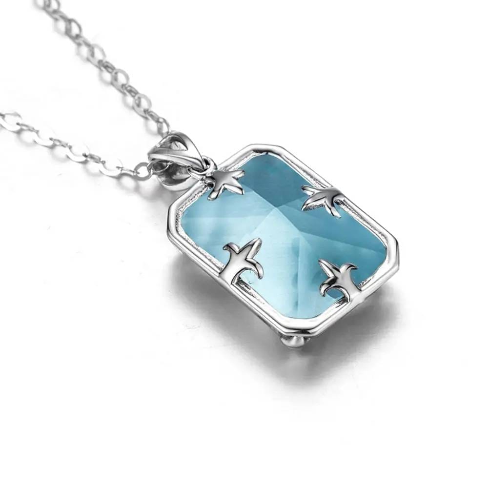 Pendentif aigue marine rectangulaire arriere