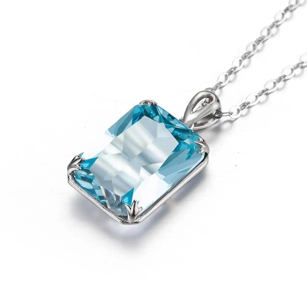 Pendentif aigue marine rectangulaire profil