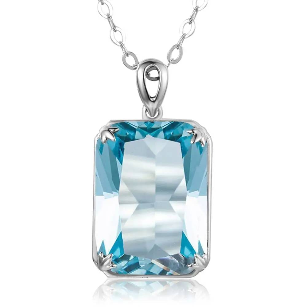 Pendentif aigue marine rectangulaire