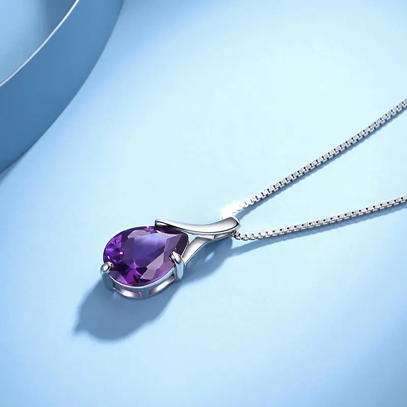 Pendentif amethyste goutte profil