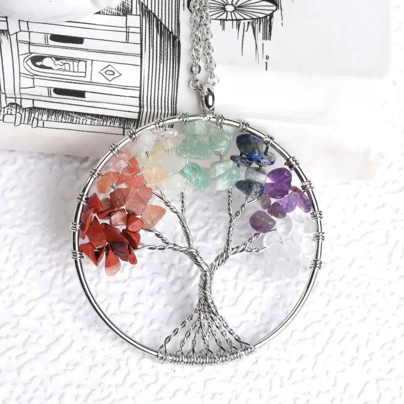 Pendentif arbre de vie 7 chakras deco papier