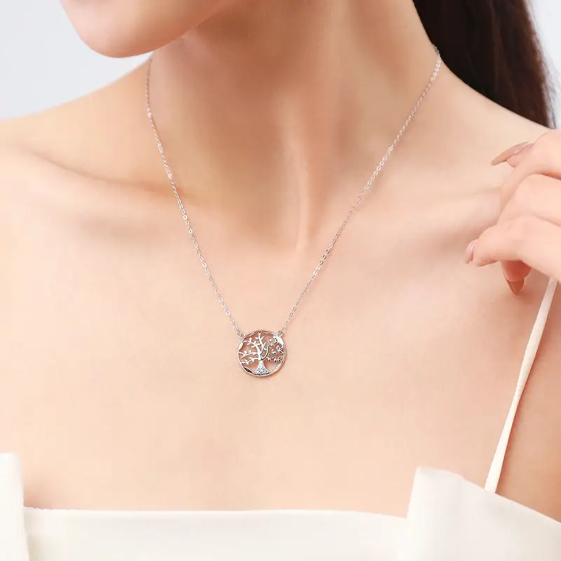 Pendentif arbre de vie argent autour cou