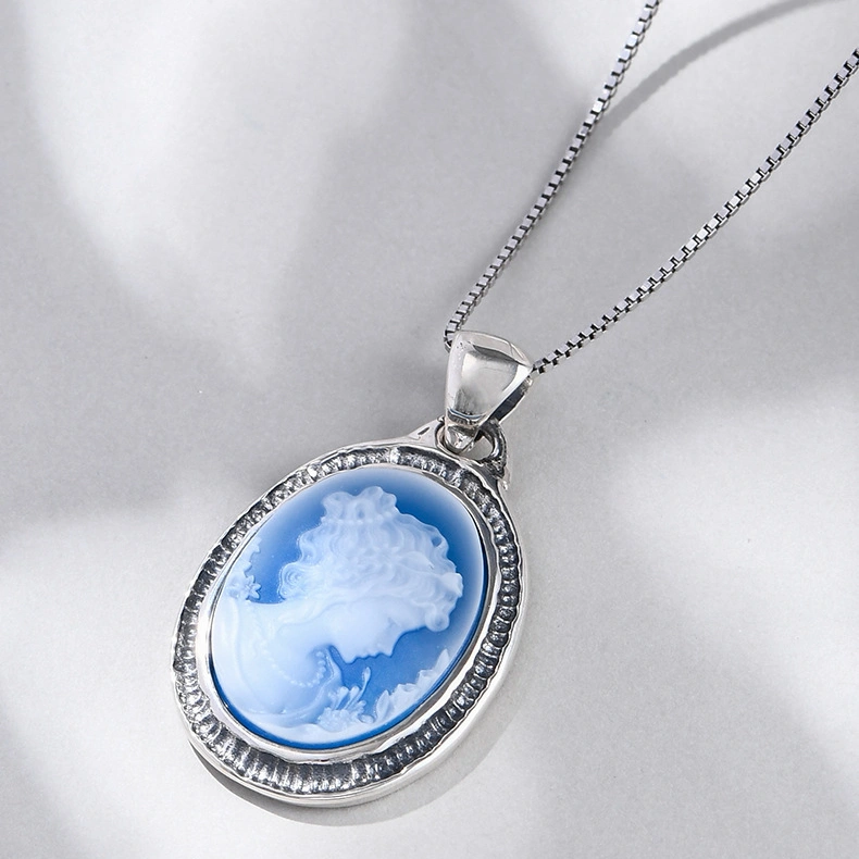 Pendentif camee argent profil
