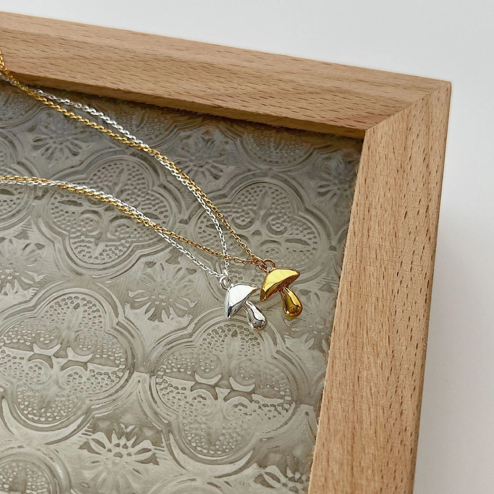 Pendentif champignon duo boite bijou verre