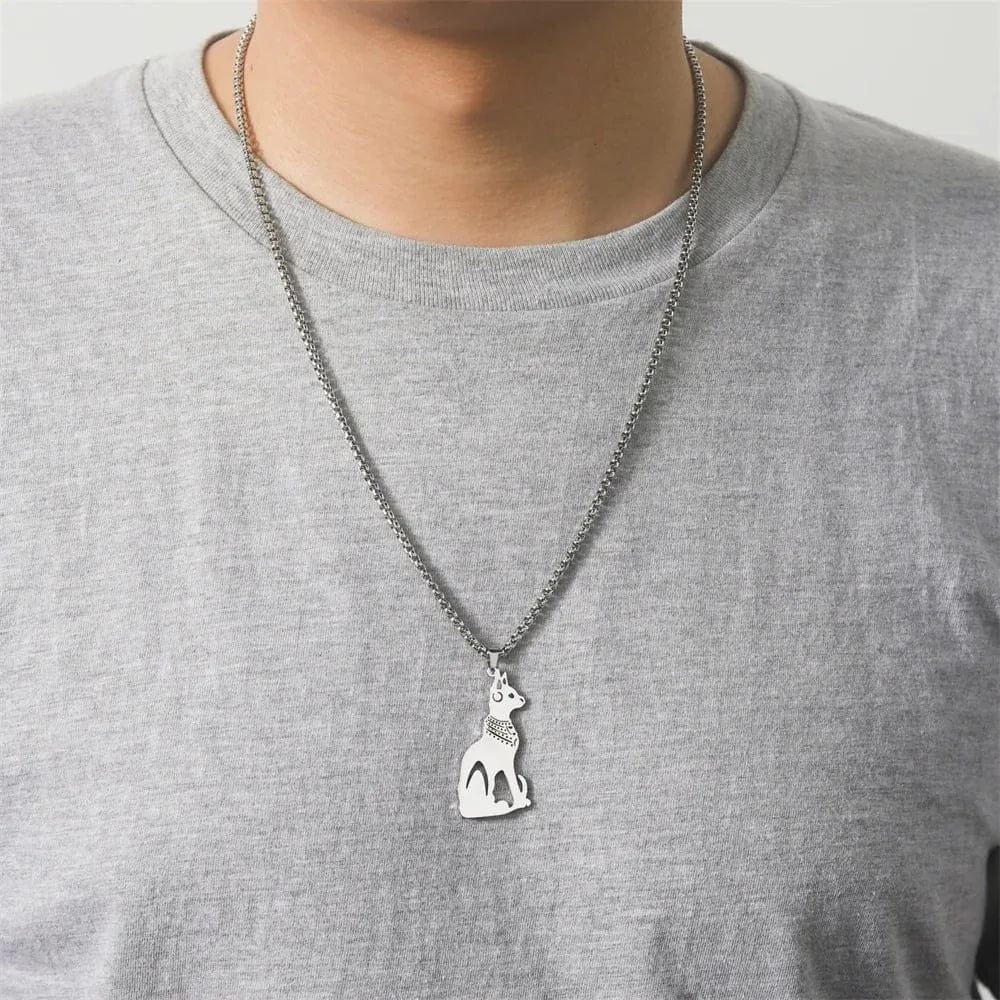 Pendentif chat egyptien argent autour cou