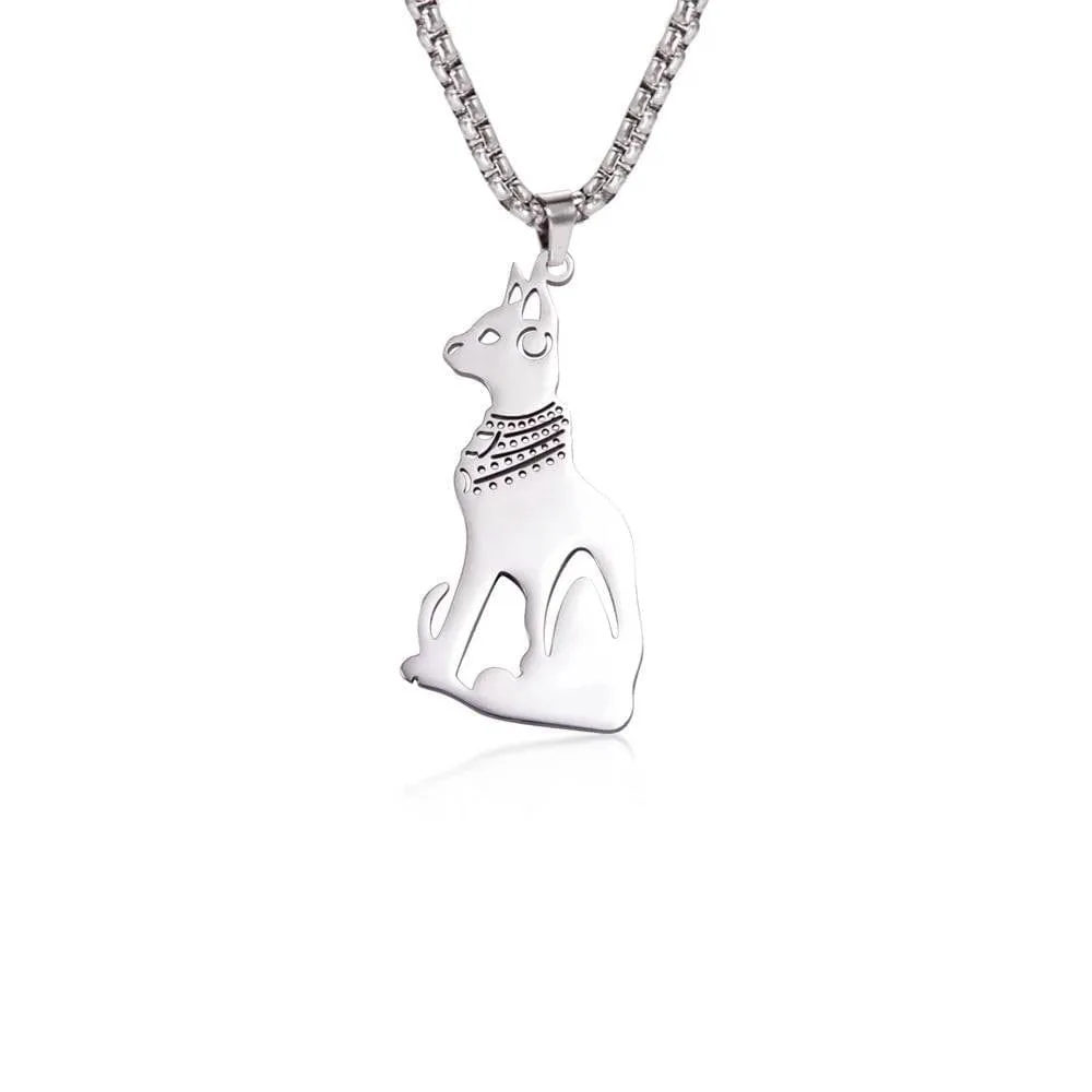 Pendentif chat egyptien argente