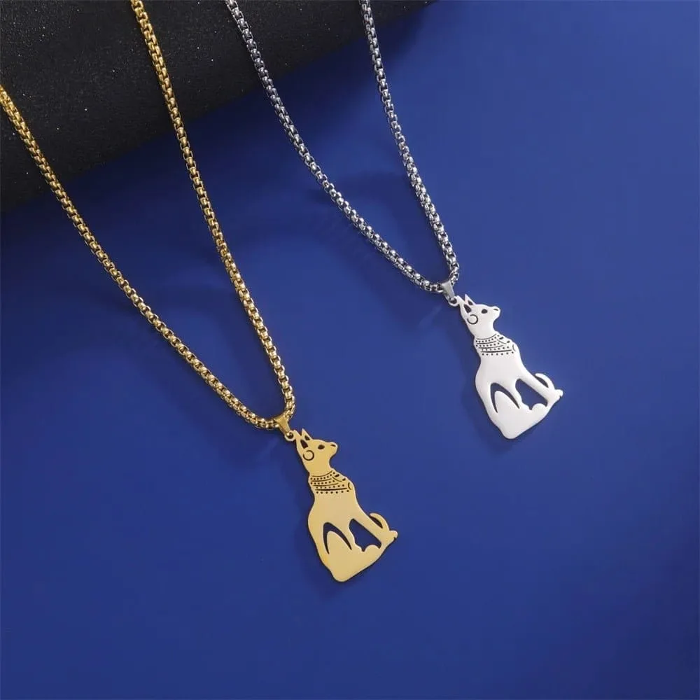 Pendentif chat egyptien duo or argent