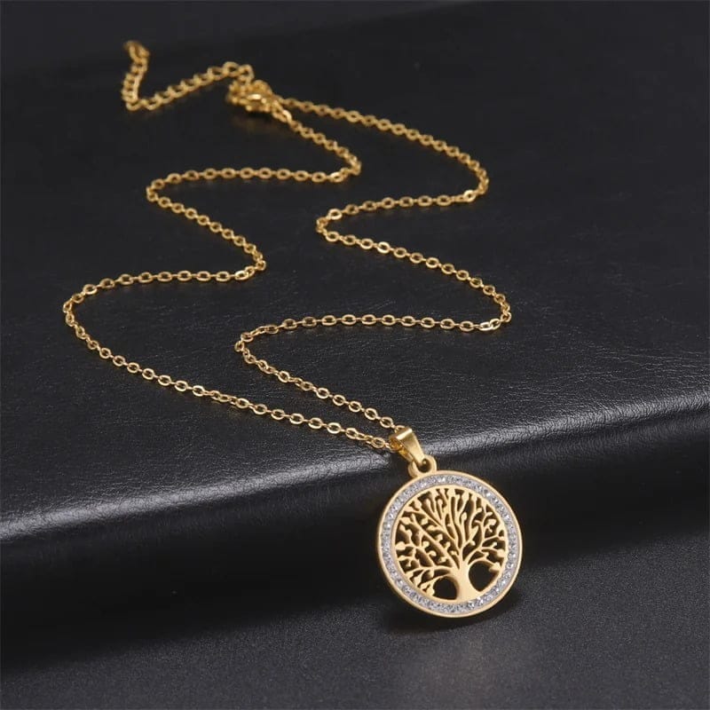 Pendentif femme arbre de vie fond noir