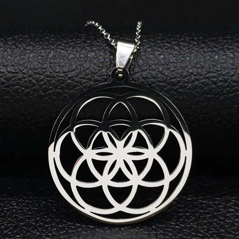Pendentif fleur de vie anneaux