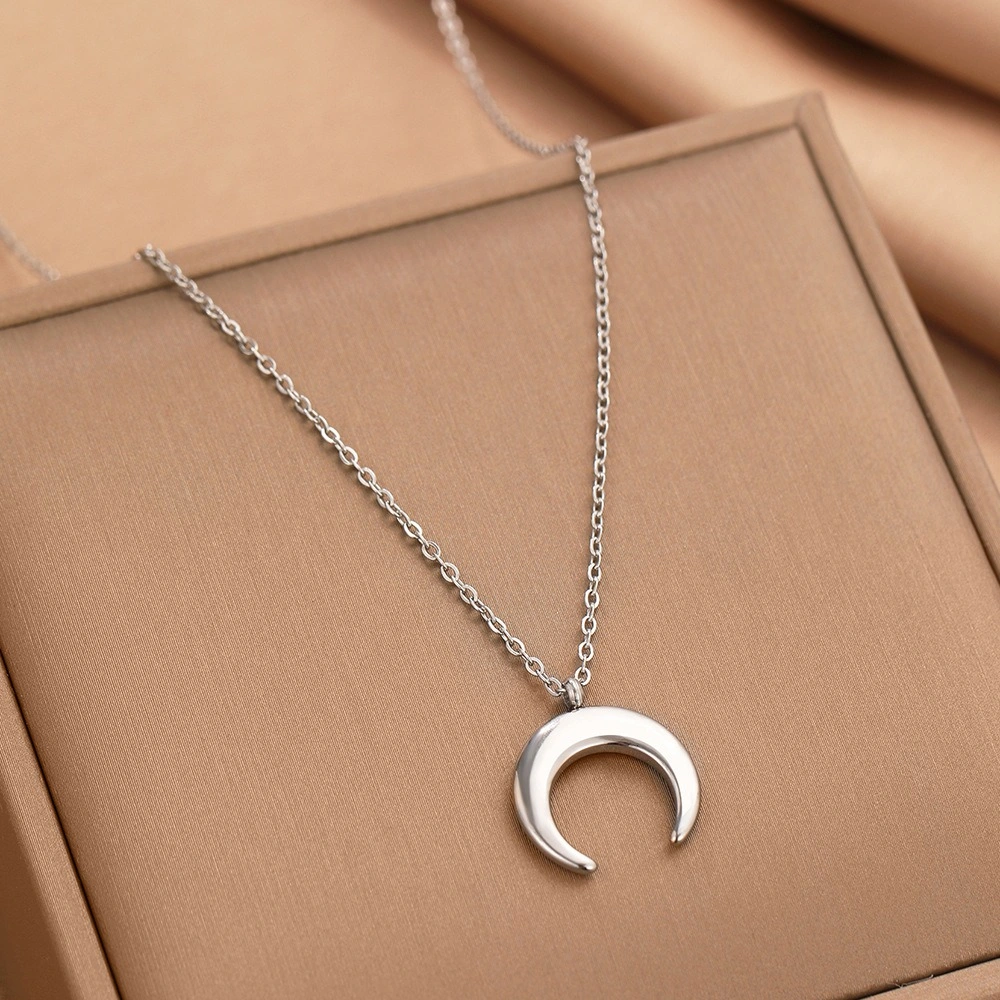 Pendentif lune inversee argente support