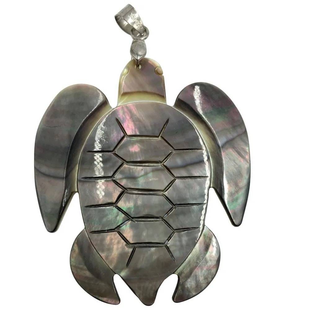 Pendentif nacre tortue noir