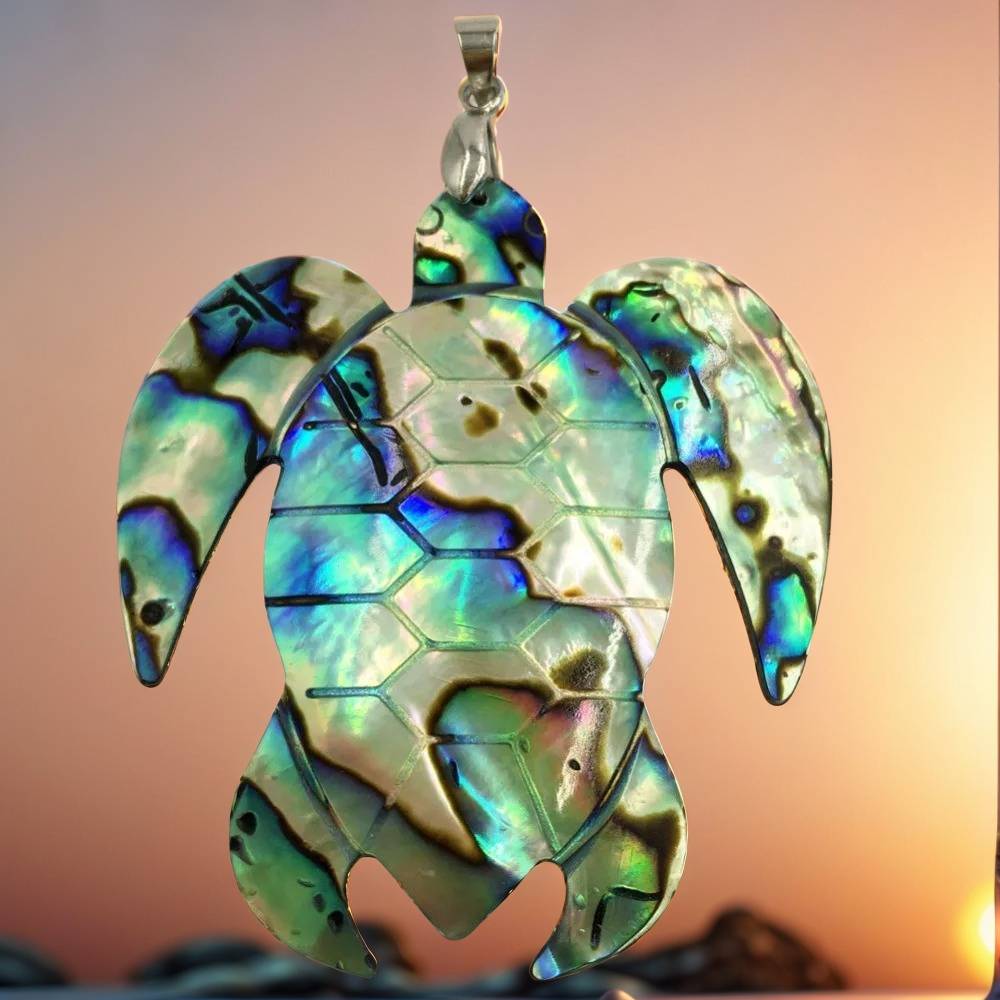 Pendentif nacre tortue plage
