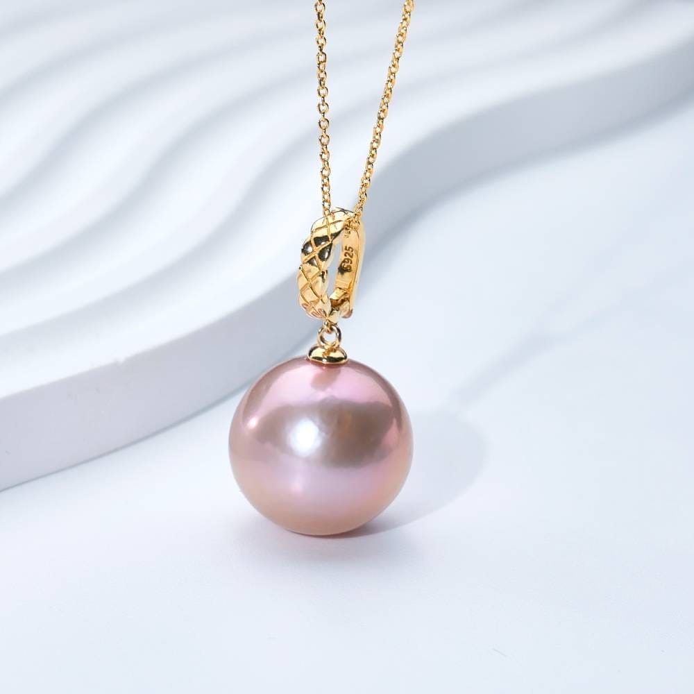 Pendentif perle de culture rose suspendu decoration