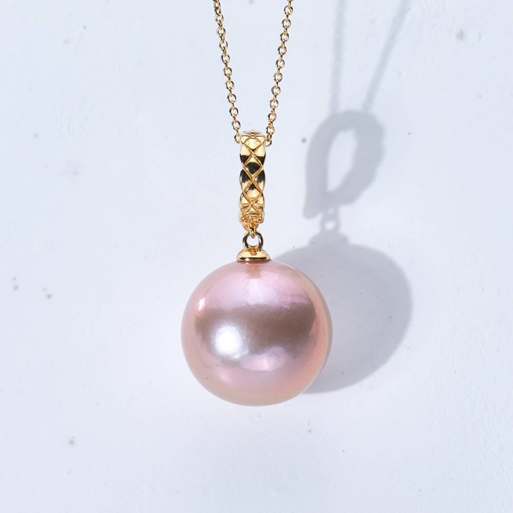 Pendentif perle de culture rose suspendu