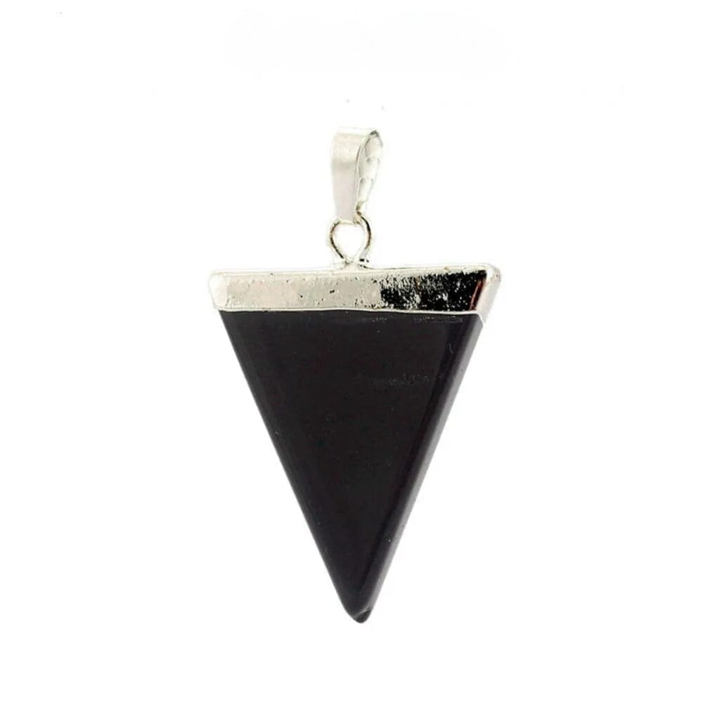 Pendentif pierre noire argente