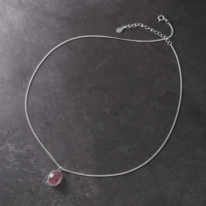 Pendentif quartz rose argent chaine