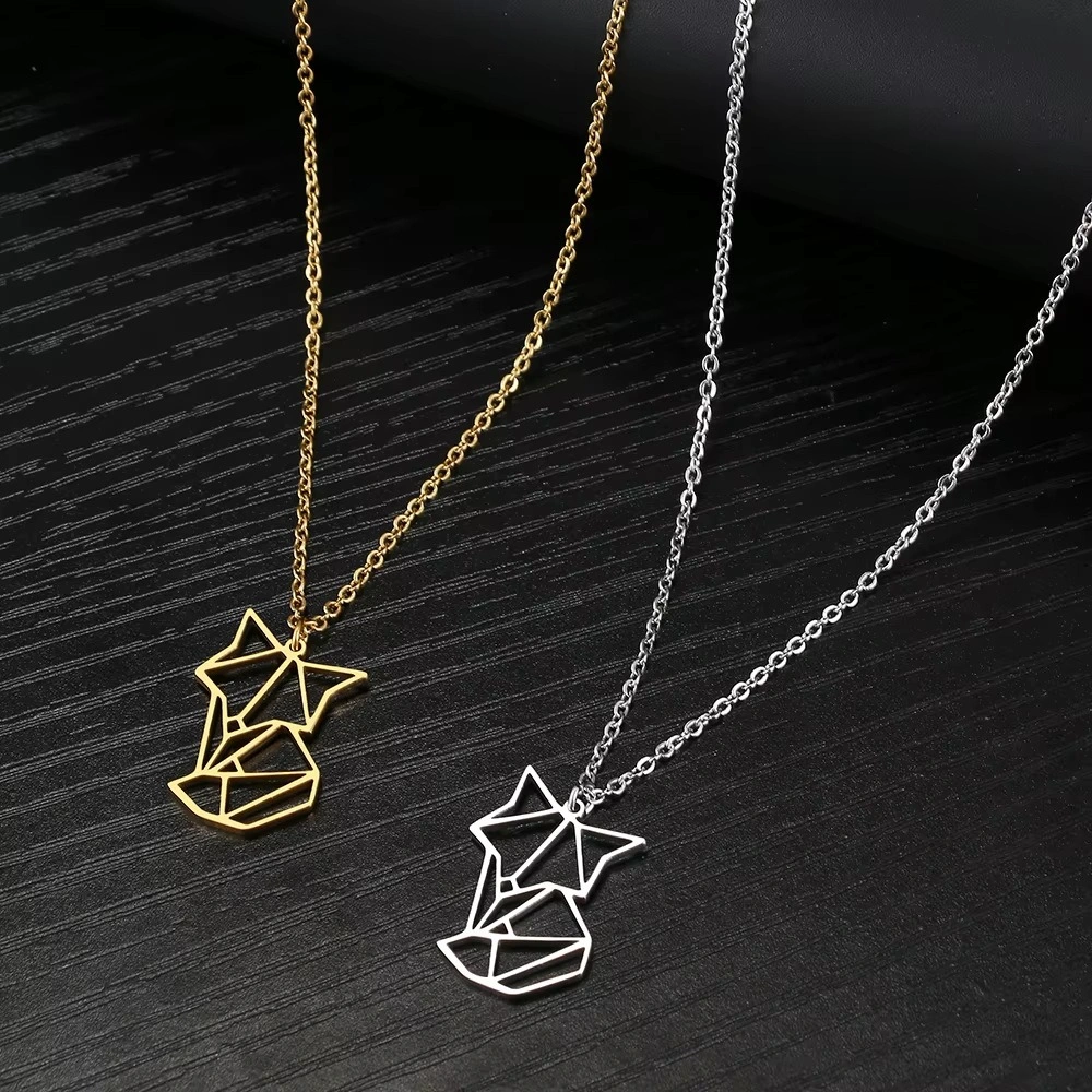 Pendentif renard duo dore argente