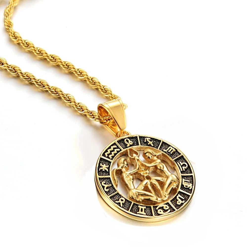 Pendentif signe astrologique homme gemeaux