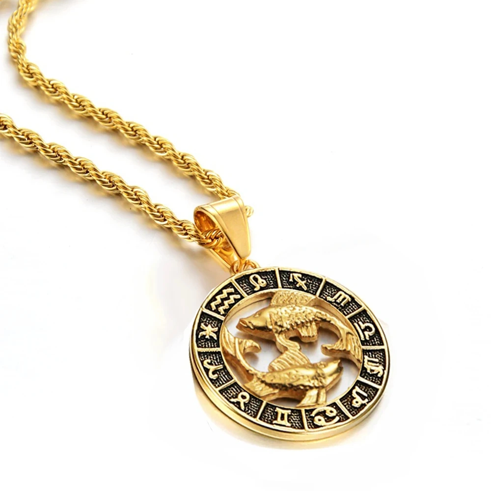 Pendentif signe astrologique homme poissons